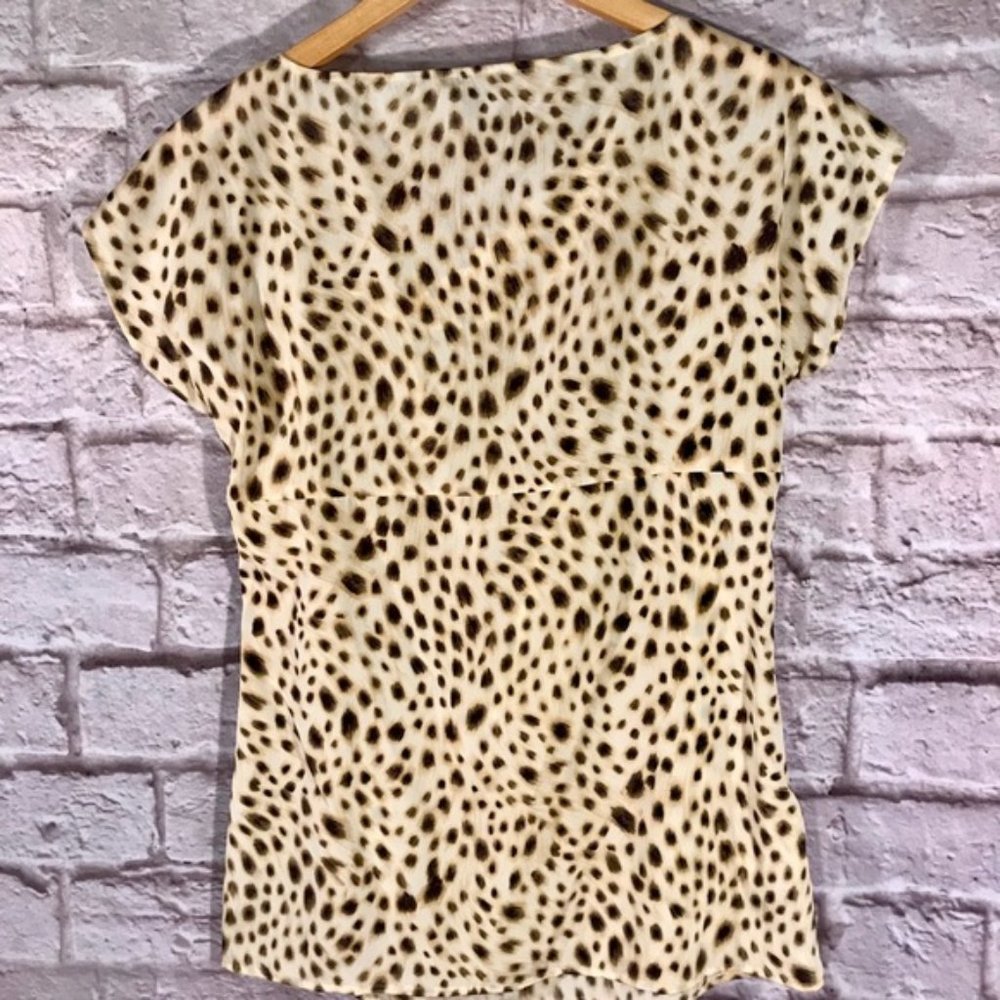Ann Taylor silk leopard spot drape neck blouse 5 for $25 - Picture 4 of 5